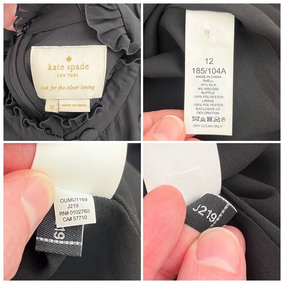 Kate Spade Bakery Dot Devore Dress Layered Ruffles Soft Romantic Size 12 Black - Picture 9 of 16